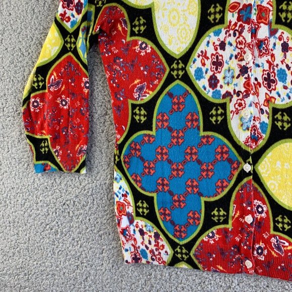 Joseph A Cardigan Sweater Womens Large Floral Rayon Colorful Bohemian Beach NEW - Picture 6 of 11